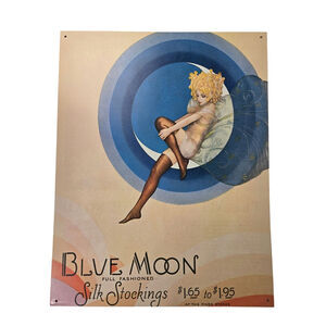 Desperate Enterprise Blue Moon Silk Stockings Fairy Tin 16 x 12 inch Metal Sign